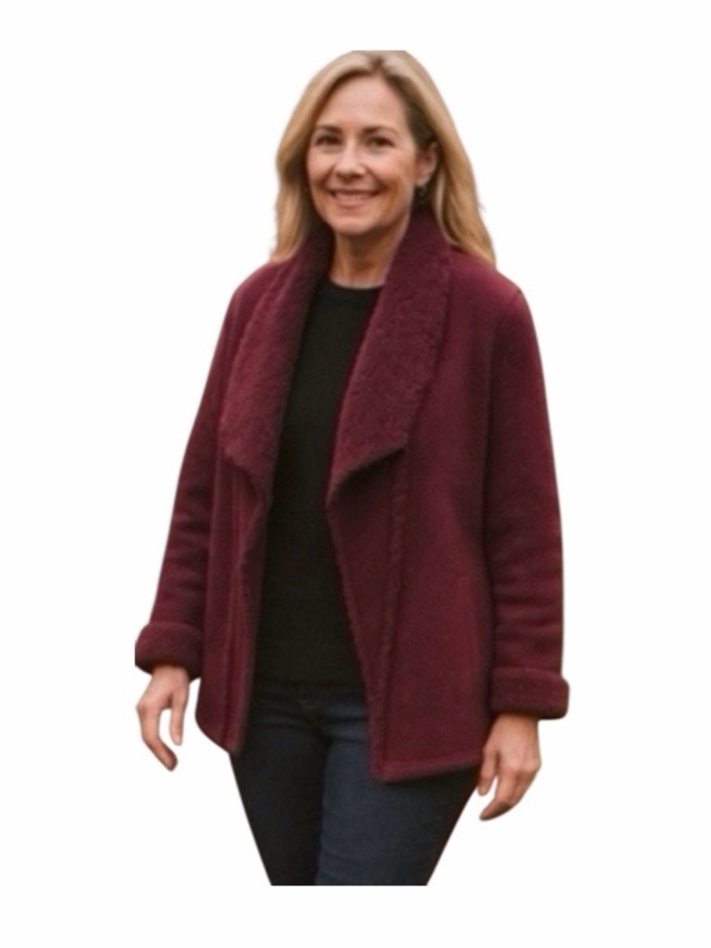 L.L. Bean Quilted Sherpa‎ Trim Jacket